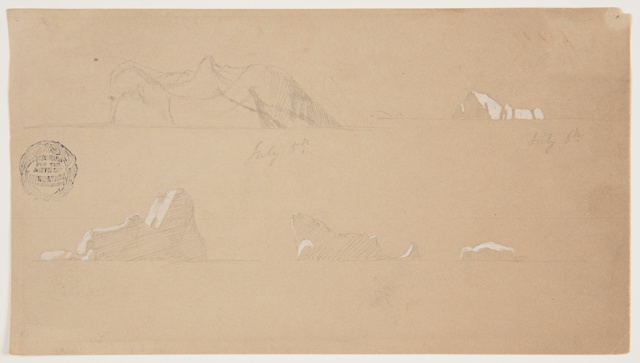 Drawing, Five Floating Icebergs, Canada