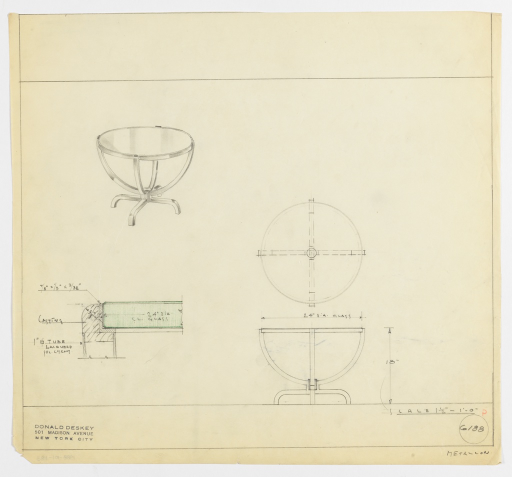 Drawing, Design for Coffee Table, Helena Rubinstein Apartment, 625 Park Avenue, New York, NY