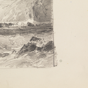 Sketchbook Folio, Dramatic Study of Ocean, Cliff, and Light-filled Sky, after 1878