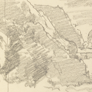 Sketchbook Folio, Ocean Study with Cliffs and Large Rocks, 1885–90