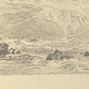 Sketchbook Folio, Light Sketch of Choppy Sea with Rocks and Cliffs at Left, 1885–90