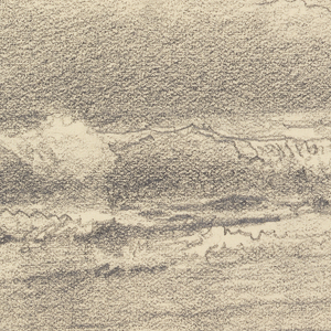 Sketchbook Folio, Shoreline with Breaking Waves and Puffy Clouds, 1885–90