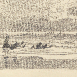 Sketchbook Folio, Shoreline with Calm Sea, Possible Debris, 1885–90