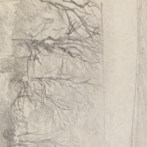 Sketchbook Folio, Sketch of English Interior with Road and Houses, 1890–1900