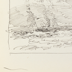 Sketchbook Folio, Quick Study of Ocean and Cliffs with Moon, 1890–1900