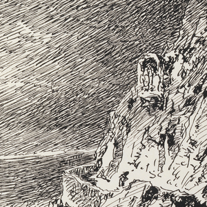Sketchbook Folio, View of the Ocean and Cliffs with Possible Shrine on Path, 1890–1900