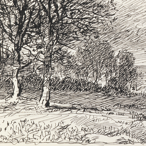 Sketchbook Folio, Countryside with Trees and Distant Water, 1890–1900