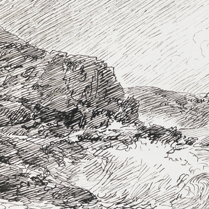 Sketchbook Folio, Quick Sketch of Waves on Rocks, 1890–1900