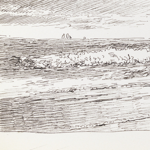 Sketchbook Folio, Calm Shoreline with Very Distant Boats, 1890–1900