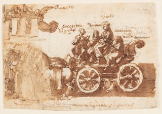 Drawing, Allegory of the Triumph of the Church, Fourth Scene