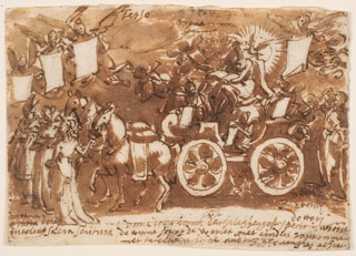 Drawing, Allegory of the Triumph of the Church, Third Scene