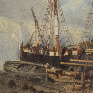 Drawing, Ship in Shallows, mid-19th–early 20th century