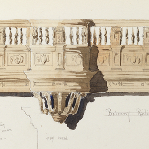 Album Page, Balcony Railing in Chapel, Château de Chenonceau, Chenonceaux, June 17, 1888