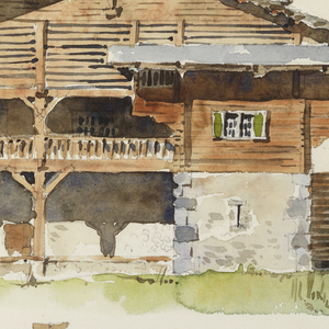 Album Page, Elevation and Section of Farmhouse, September 18, 1890