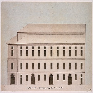 Drawing, Competition Design for La Fenice, Venice: Exterior Elevation of Annex, 1788
