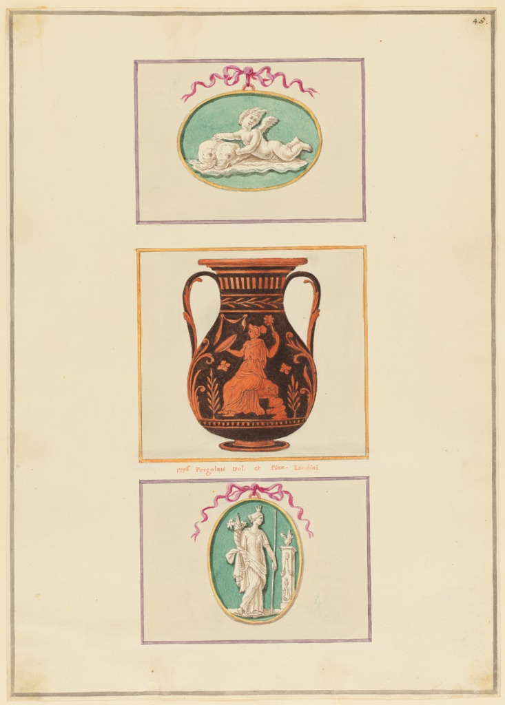 Drawing, Ornament Design with Vase and Cameos