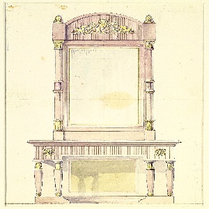 Drawing, Design for a Looking Glass and Console Table, 1810–30