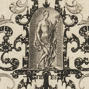 Print, Plate 2, from a series of eight pendant designs with the cardinal virtues, 1616–1623