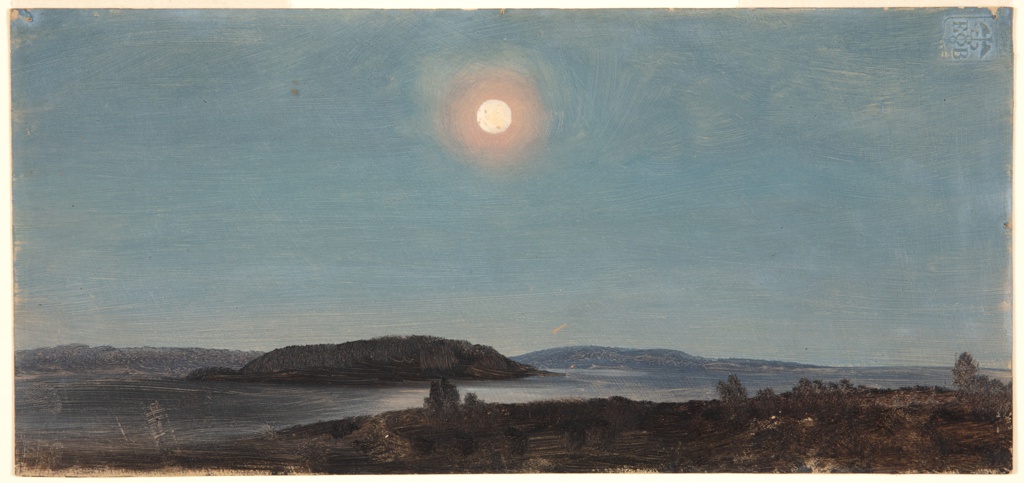 Drawing, Moon Rising over Porcupine Islands, Bar Harbor