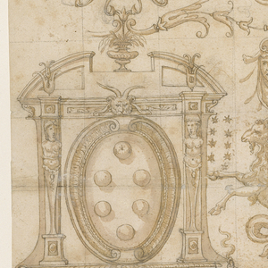 Drawing, Design for Stained Glass in the Laurentian Library, Florence, Italy, ca. 1570-80