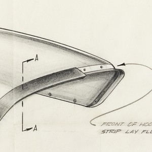 Drawing, Hood detail, molded trim strip, hood flange turned out, for John Deere, November 22, 1960