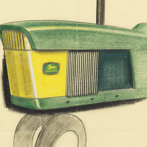 Drawing, Tractor, side view of hood, engine body, for John Deere, April 14, 1960