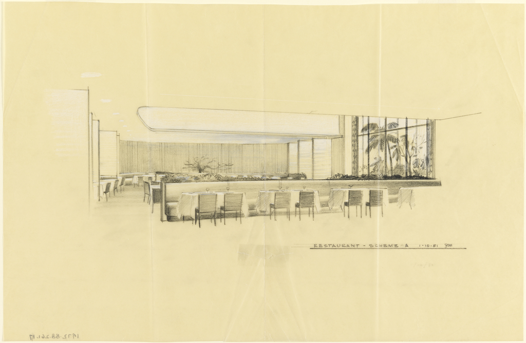 Drawing, Restaurant, Scheme A, for Uris Hotels