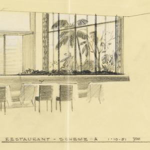 Drawing, Restaurant, Scheme A, for Uris Hotels, January 10, 1951