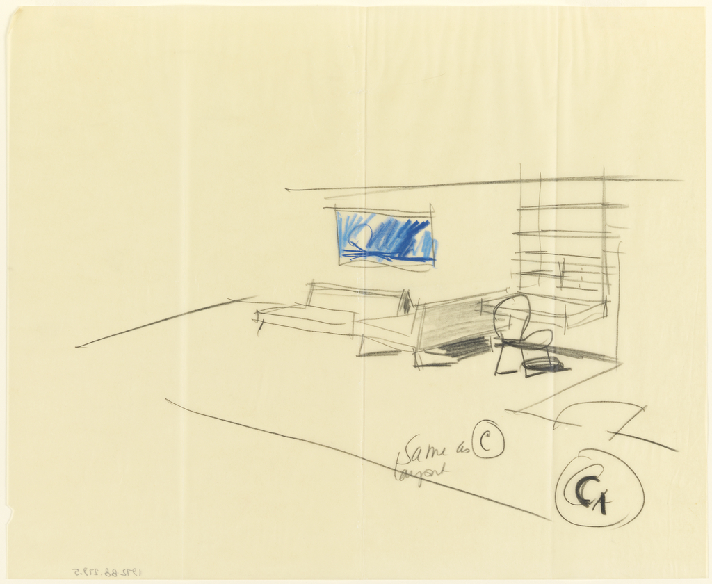 Drawing, Rough sketch, room, "CA same layout as C" for Uris Hotels