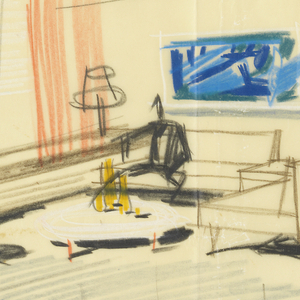 Drawing, Rough Sketch of Room for Uris Hotel, July 21, 1955