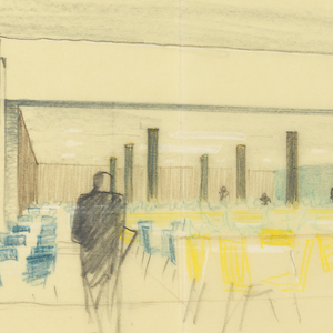 Drawing, Rough sketch (bar/lounge?), for Uris Hotels, January 18, 1951