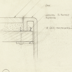 Drawing, Lavatory installation - drawing of sink and counter materials, (3 views), March 11, 1949
