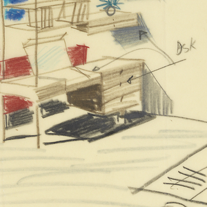 Drawing, Sketch of a room interior, for Uris Hotels, ca. 1955