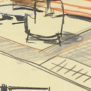 Drawing, Rough sketch, room E, for Uris Hotels, August 3, 1955