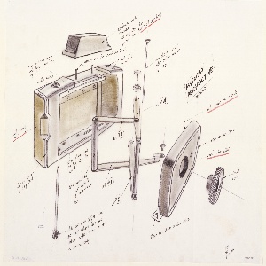 Drawing, Assembly Perspective for Polaroid Automatic 100, 1962