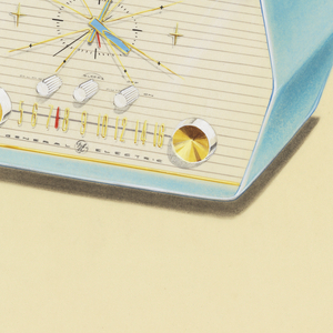 Drawing, Design for Musaphonic Clock Radio in Blue, 1958