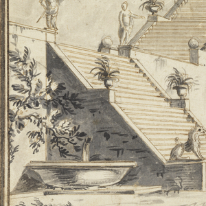 Drawing, Stage Design, Garden in Villa, 18th century