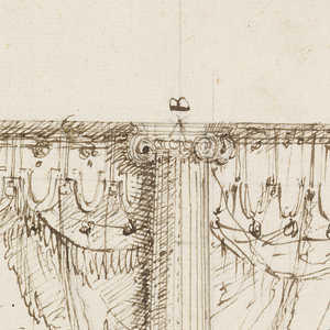 Drawing, Sketch for Three Side Wings with Part of Proscenium Frame, early 18th century