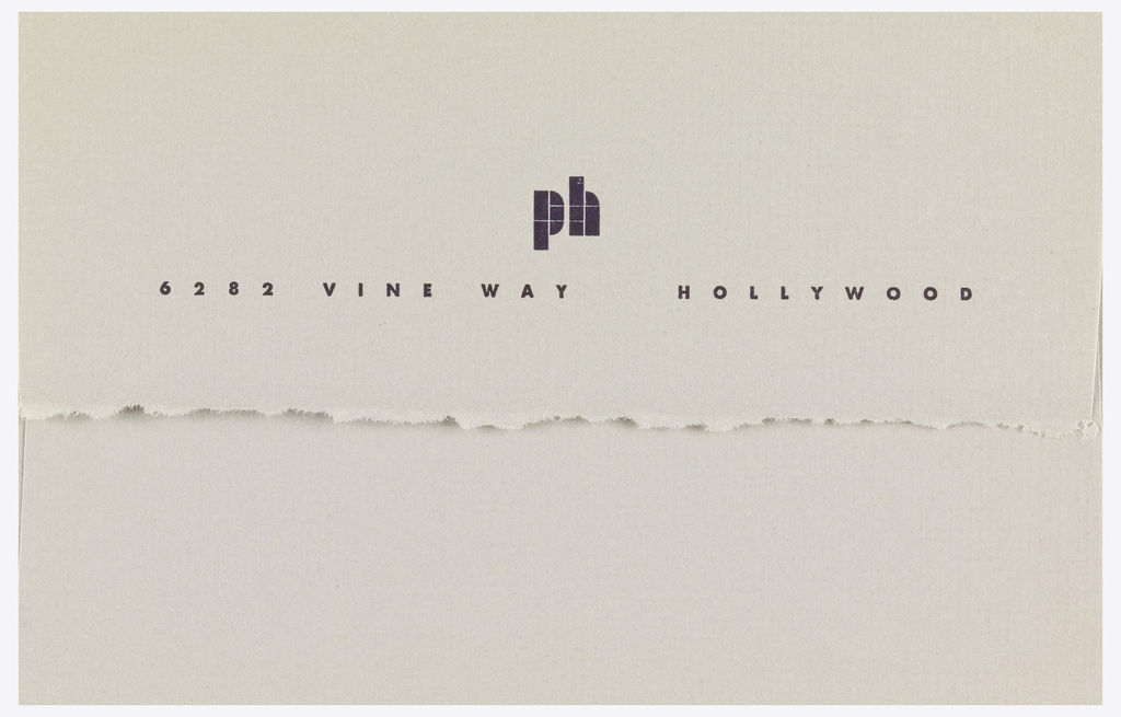 Envelope, ph 6282 Vine Way Hollywood