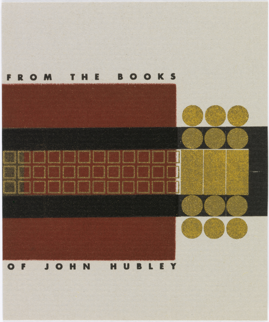 Bookplate, From the Books of John Hubley