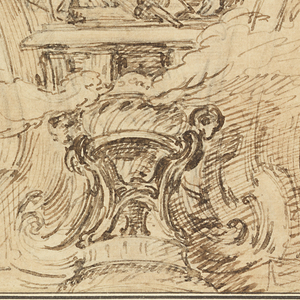 Drawing, Spandrel Decoration:  Fame and Truth Applauding Louis XV, 1753