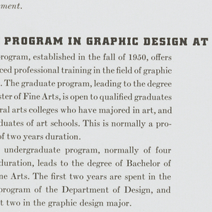 Announcement, Teaching Fellowship in Graphic Design at Yale University, 1952