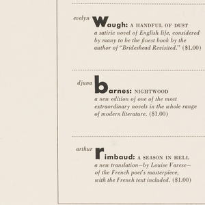 Announcement, New Directions books, 1944–50