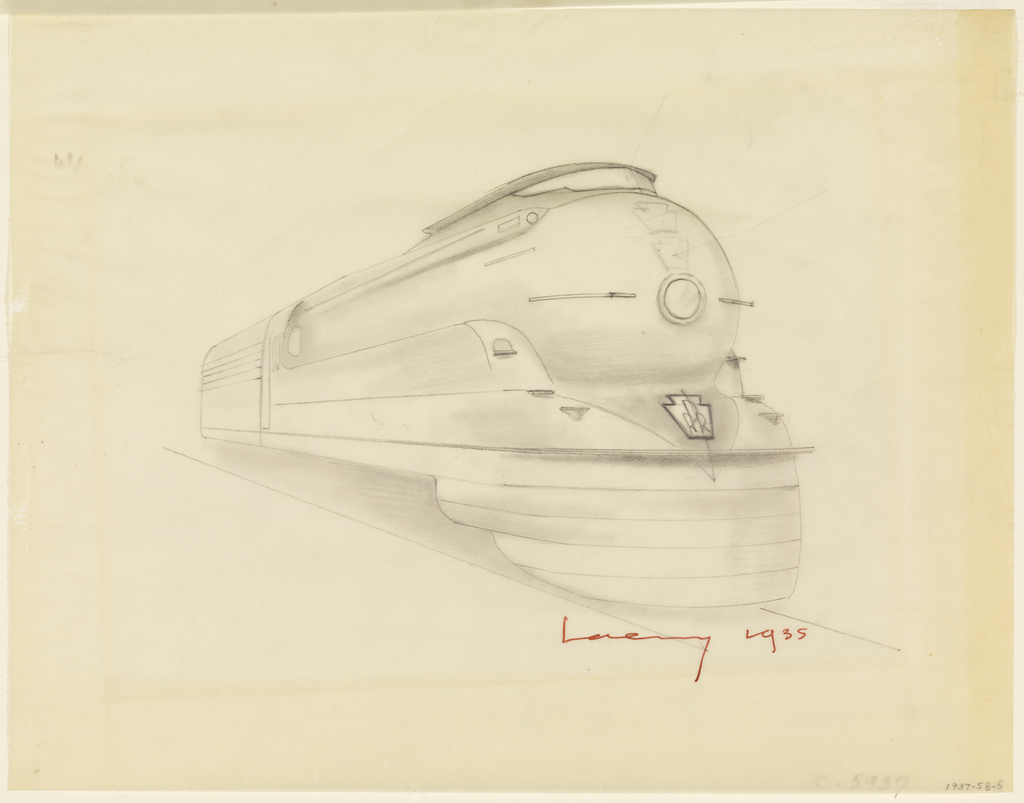 Drawing, Design for Placement of Pennsylvania Railroad Keystone Logo on K4s Class Locomotive, Pennsylvania Railroad