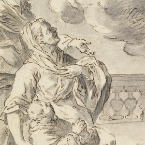 Drawing, A Votive Image of a Boy Presented by his Parents to St. Nicholas of Bari, late 18th century