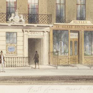 Drawing, Exterior, Frederick Crace and Son Establishment, 14 Wigmore Street, London, 1827–40