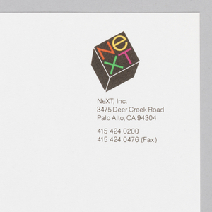 Print, NeXt, Inc. Letterhead, 1986
