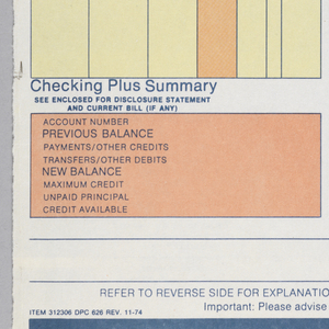 Print, Citibank bank statement design, ca. 1975