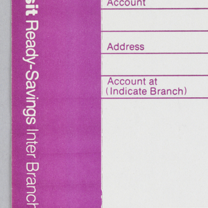 Print, Citibank Ready-Savings Inter Branch Despot Slip Design, ca. 1975