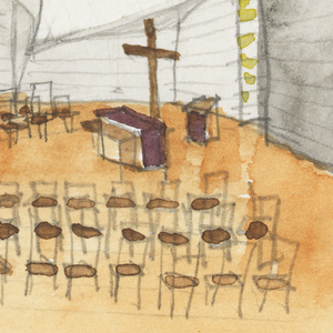 Drawing, Chapel of St. Ignatius, Seattle University: Main Sanctuary Interior, September 8, 1994